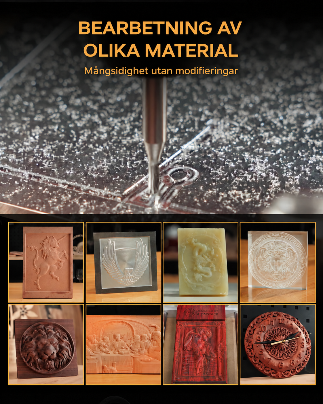 Exempel på bearbetning av olika material